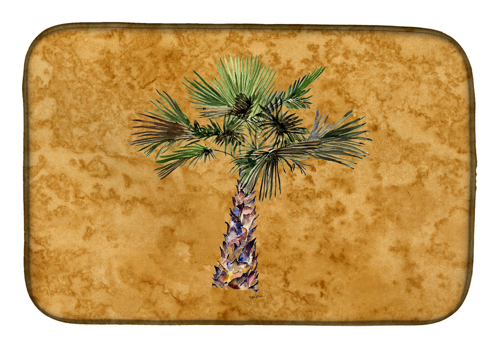 Palm Tree on Gold Dish Drying Mat Absorbent Dish Drying Mat Pad for Kitchen Counter Dish Drainer Mat for Countertop, 14 x 21", Multicolor