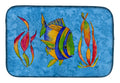 Troical Fish and Seaweed on Blue Dish Drying Mat Absorbent Dish Drying Mat Pad for Kitchen Counter Dish Drainer Mat for Countertop, 14 x 21", Multicolor