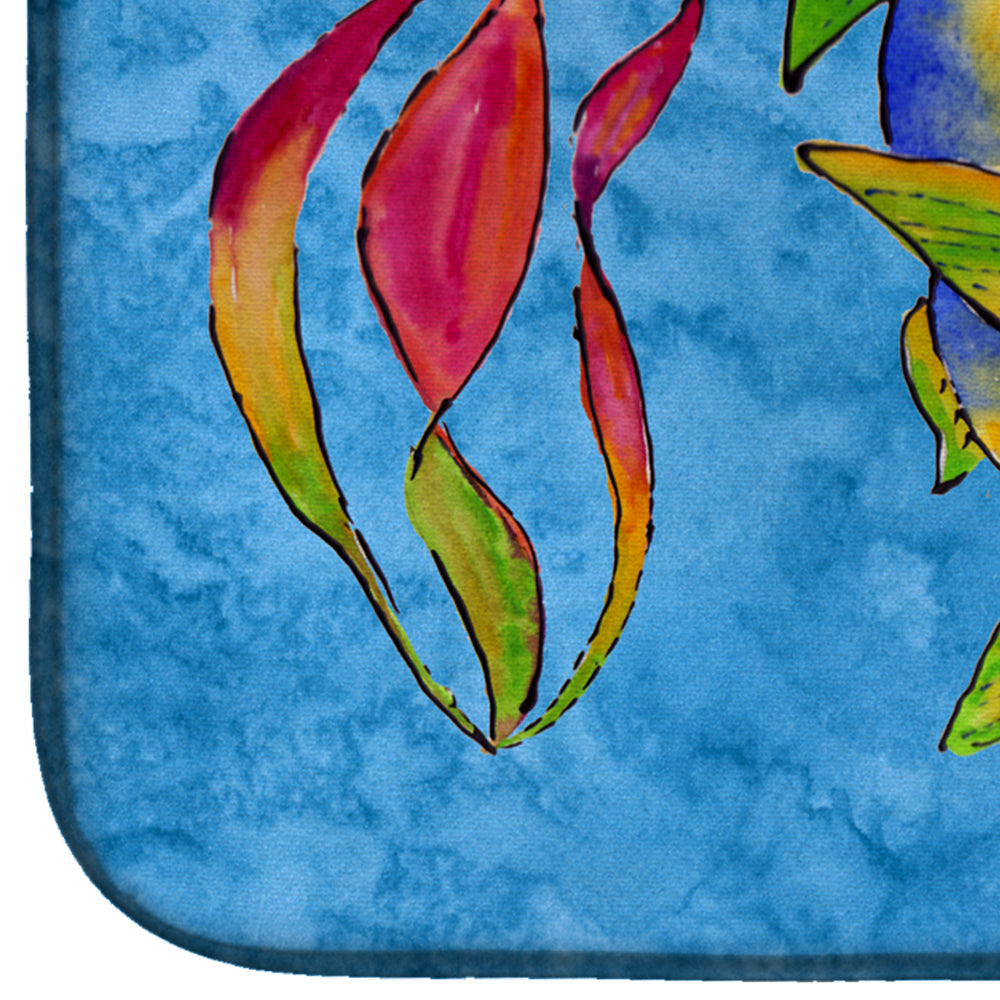 Troical Fish and Seaweed on Blue Dish Drying Mat Absorbent Dish Drying Mat Pad for Kitchen Counter Dish Drainer Mat for Countertop, 14 x 21", Multicolor