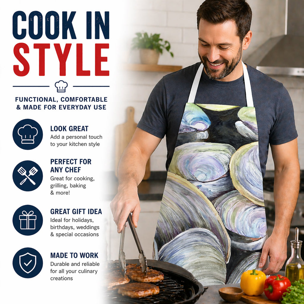 Clam Quahog Apron Cooking Kitchen Server Baking Crafts Gardening for Adult Women Men, Unisex, Large, Multicolor