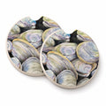 Clam Quahog Set of 2 Cup Holder Car Coasters Absorbent Round Sandstone Coasters Gifts for Men or Women, 2.5, Multicolor