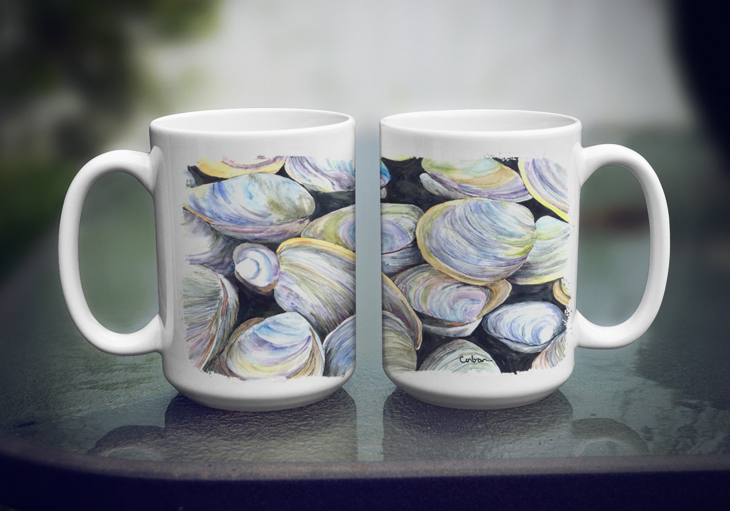 Clam Quahog Ceramic Coffee Mug 15 oz Decorative Large C Handle Mug Cup for Tea, Cocoa Hot Chocolate