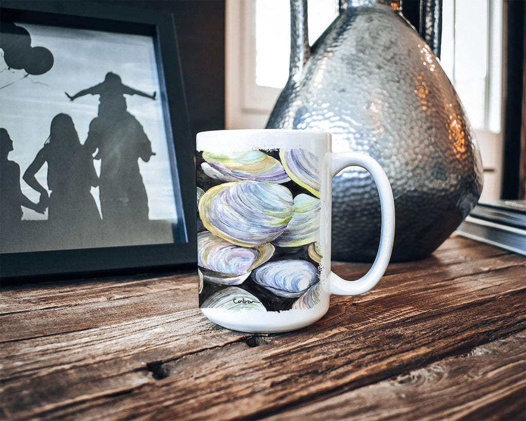 Clam Quahog Ceramic Coffee Mug 15 oz Decorative Large C Handle Mug Cup for Tea, Cocoa Hot Chocolate