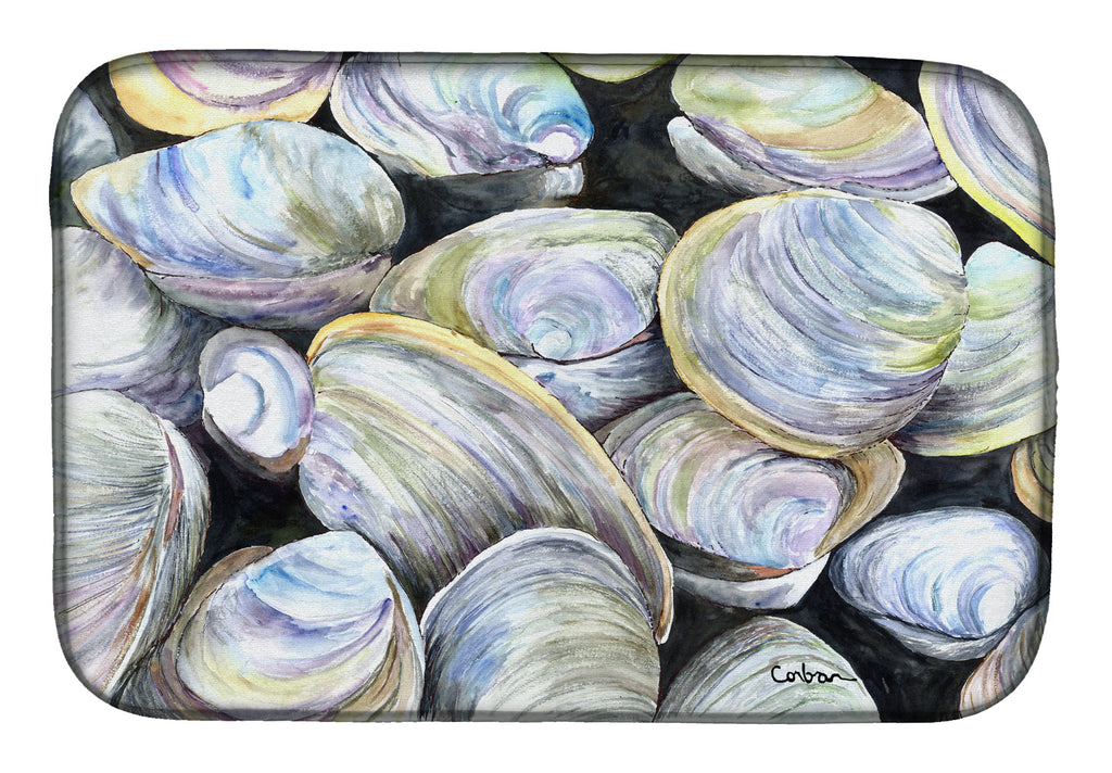 Clam Quahog Dish Drying Mat Absorbent Dish Drying Mat Pad for Kitchen Counter Dish Drainer Mat for Countertop, 14 x 21", Multicolor