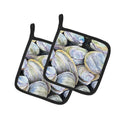 Clam Quahog Pot Holder Set of 2 Heat Resistant Quilted Hot Pads 7.5 x 7.5 Inch, Insulated Kitchen Trivets for Cooking & Baking