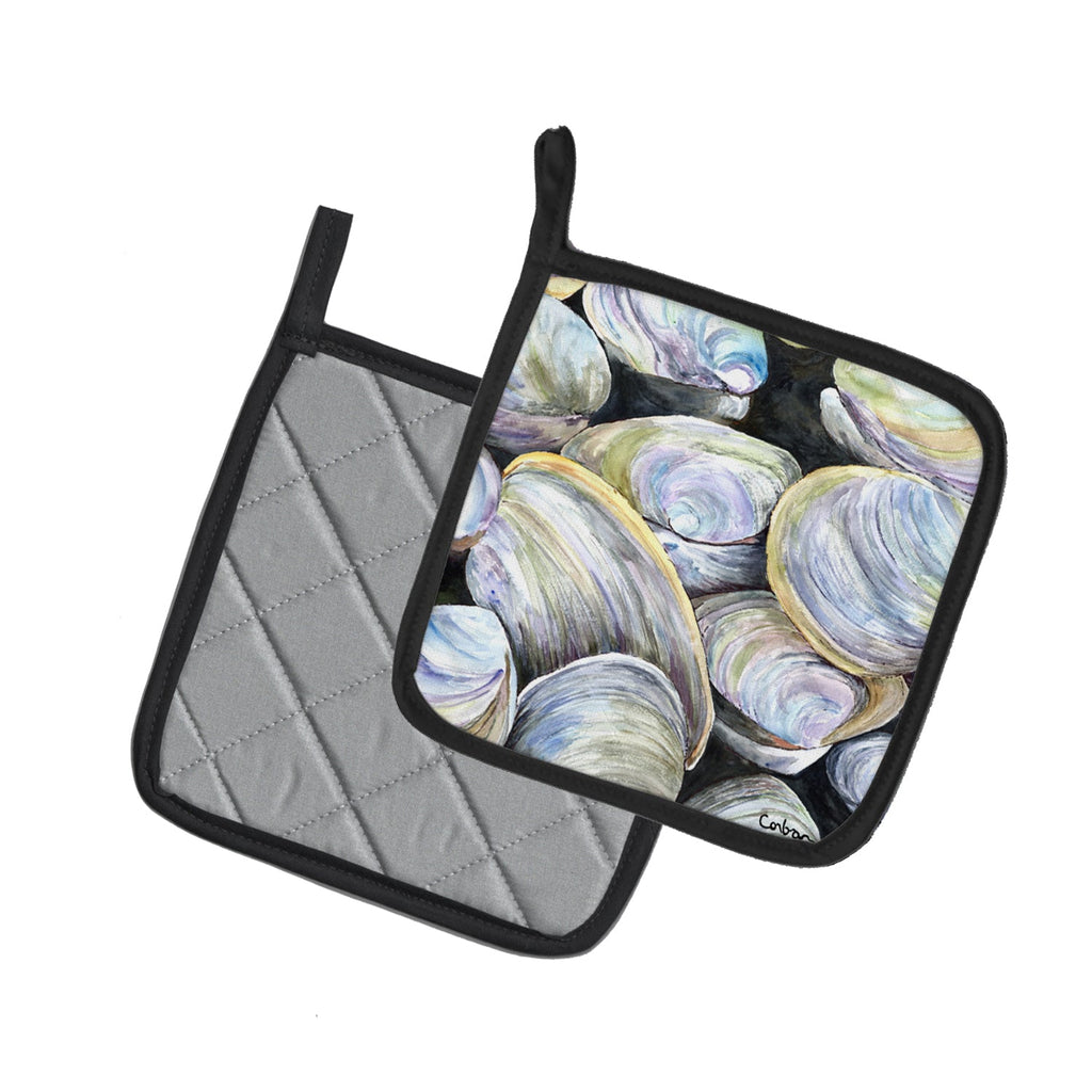 Clam Quahog Pot Holder Set of 2 Heat Resistant Quilted Hot Pads 7.5 x 7.5 Inch, Insulated Kitchen Trivets for Cooking & Baking