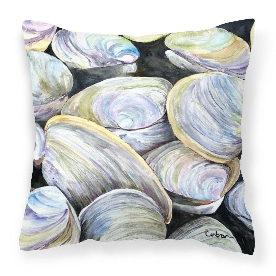 Clam Quahog Decorative Throw Pillow 14x14 Indoor Outdoor Accent Cushion, Fabric Cover with Insert for Sofa, Bed, Porch & Living Room