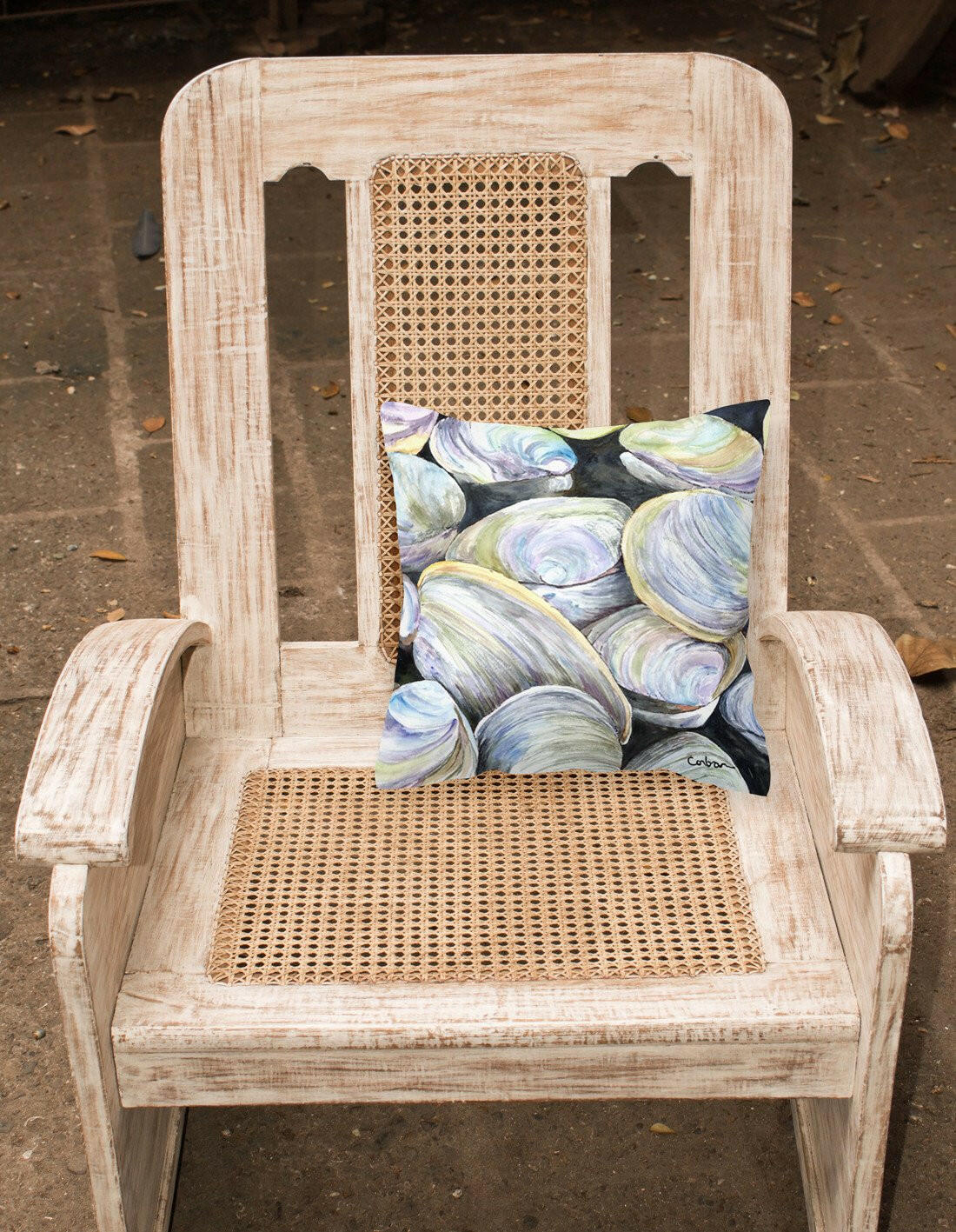 Clam Quahog Decorative Throw Pillow 14x14 Indoor Outdoor Accent Cushion, Fabric Cover with Insert for Sofa, Bed, Porch & Living Room
