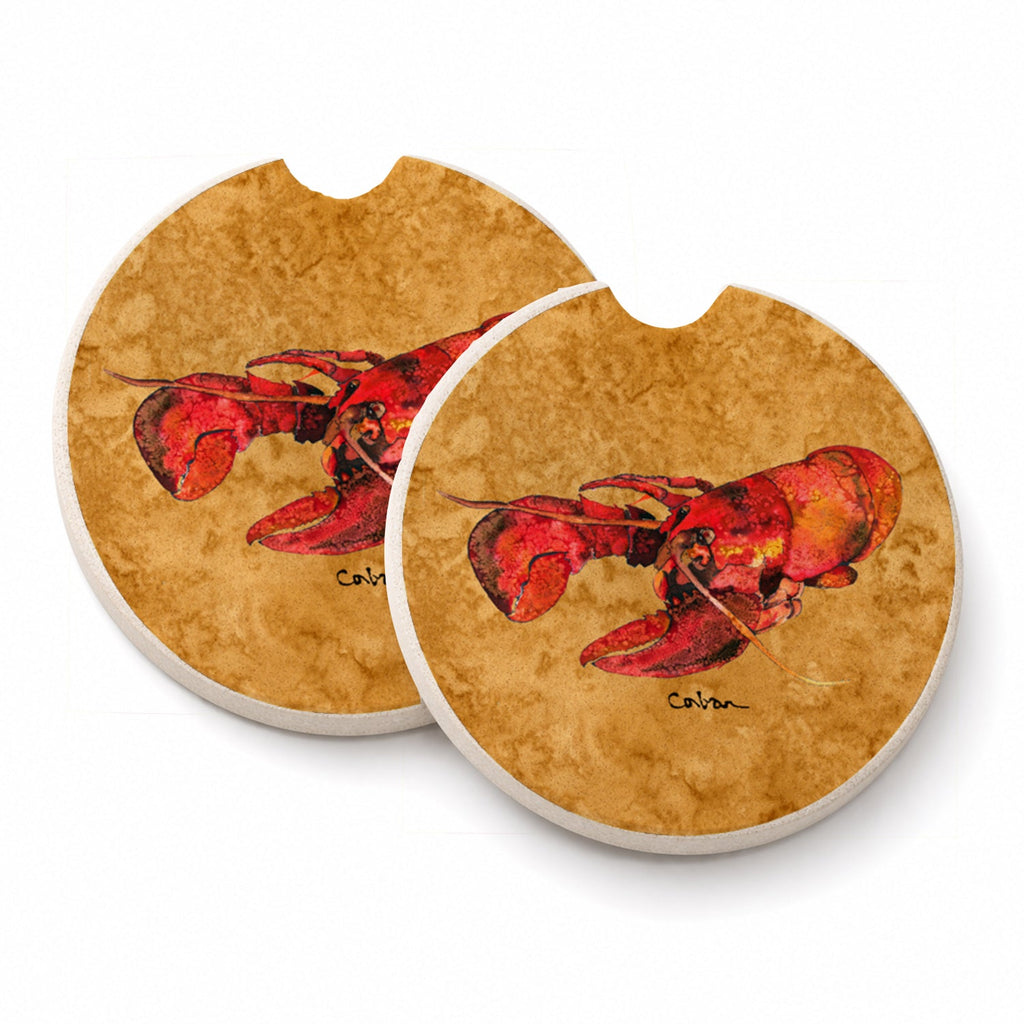 Lobster Set of 2 Cup Holder Car Coasters Absorbent Round Sandstone Coasters Gifts for Men or Women, 2.5, Multicolor