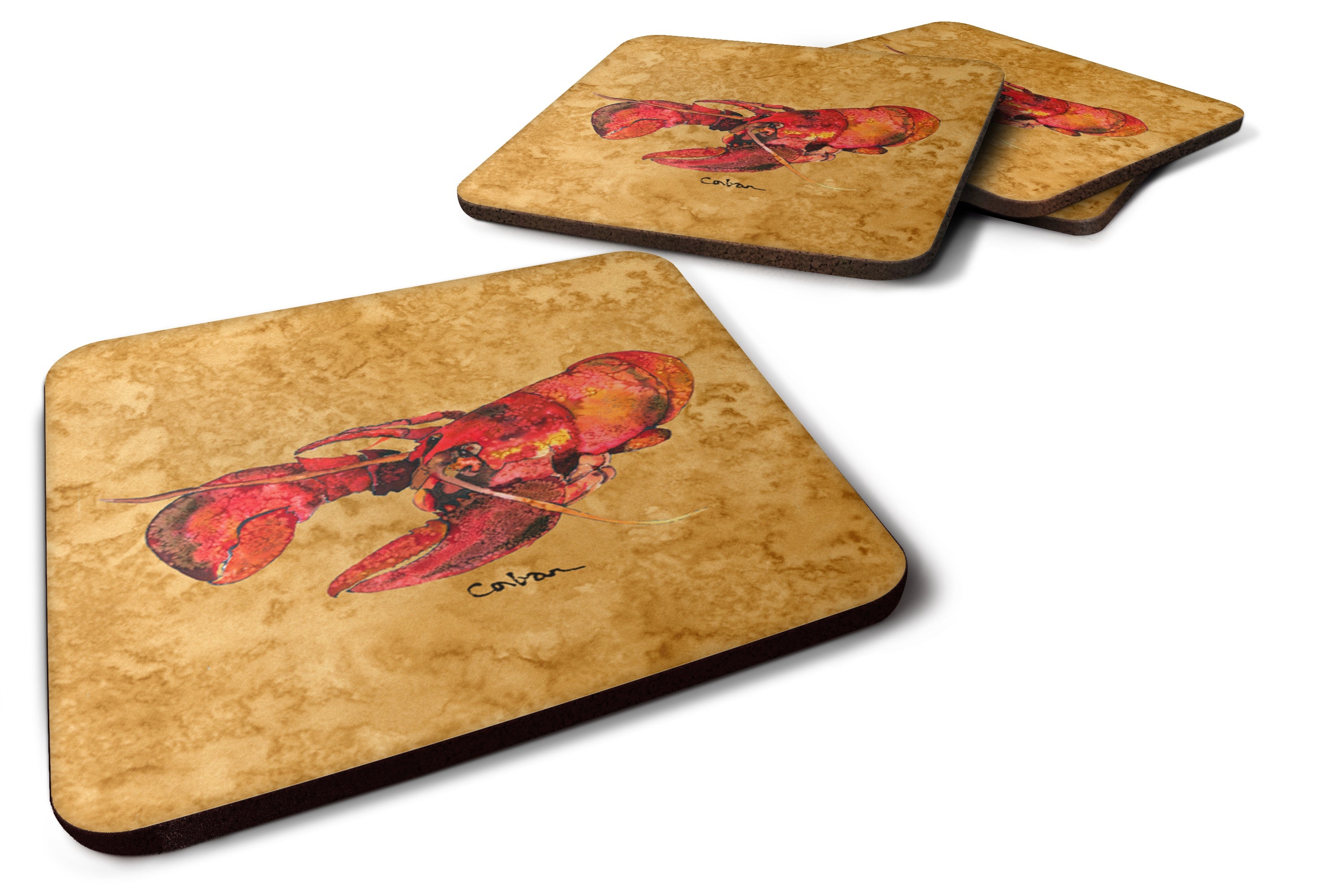 Lobster Foam Coasters Set of 4 Cup Coasters for Indoor Outdoor, Tabletop Protection, Anti Slip, Mouse pad Material