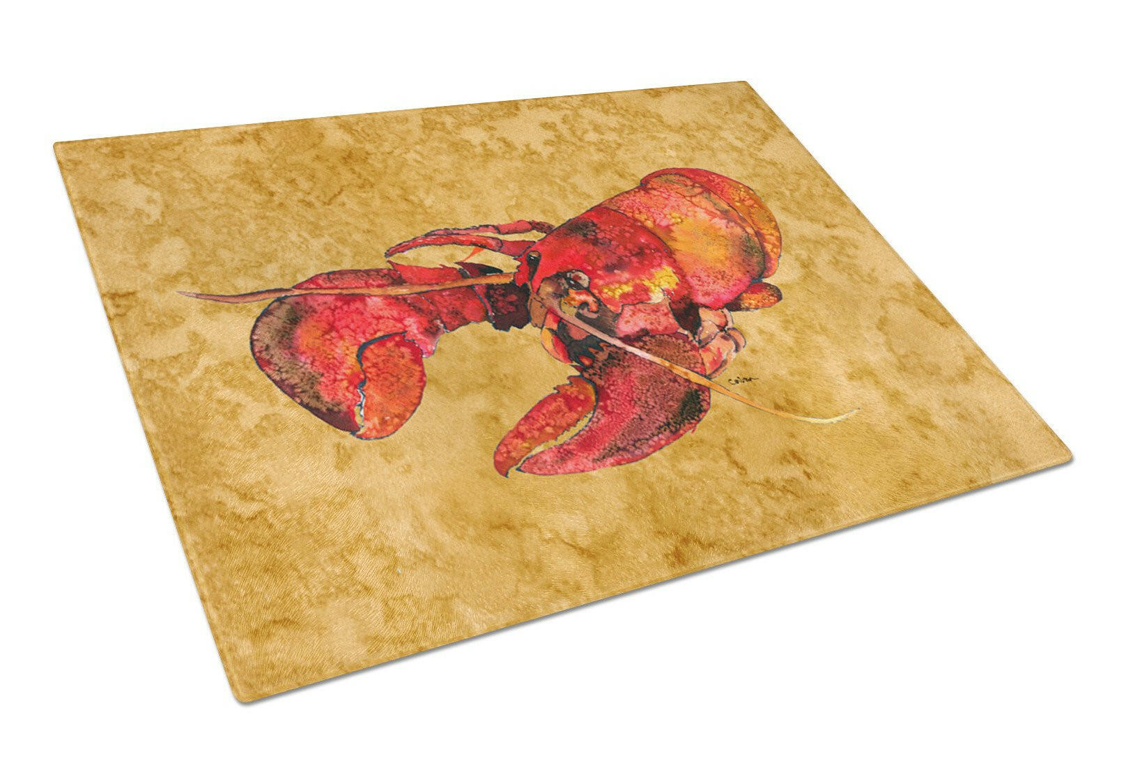 Lobster Cutting Board Tempered Glass Kitchen Cutting Surface, Heat Resistant Chopping, Non-Slip Feet, Food Prep & Serving