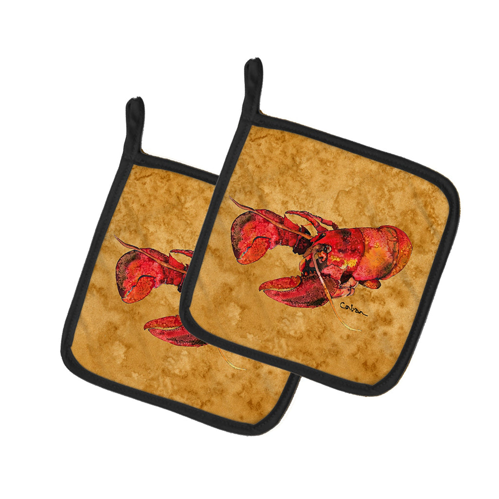 Lobster Pot Holder Set of 2 Heat Resistant Quilted Hot Pads 7.5 x 7.5 Inch, Insulated Kitchen Trivets for Cooking & Baking
