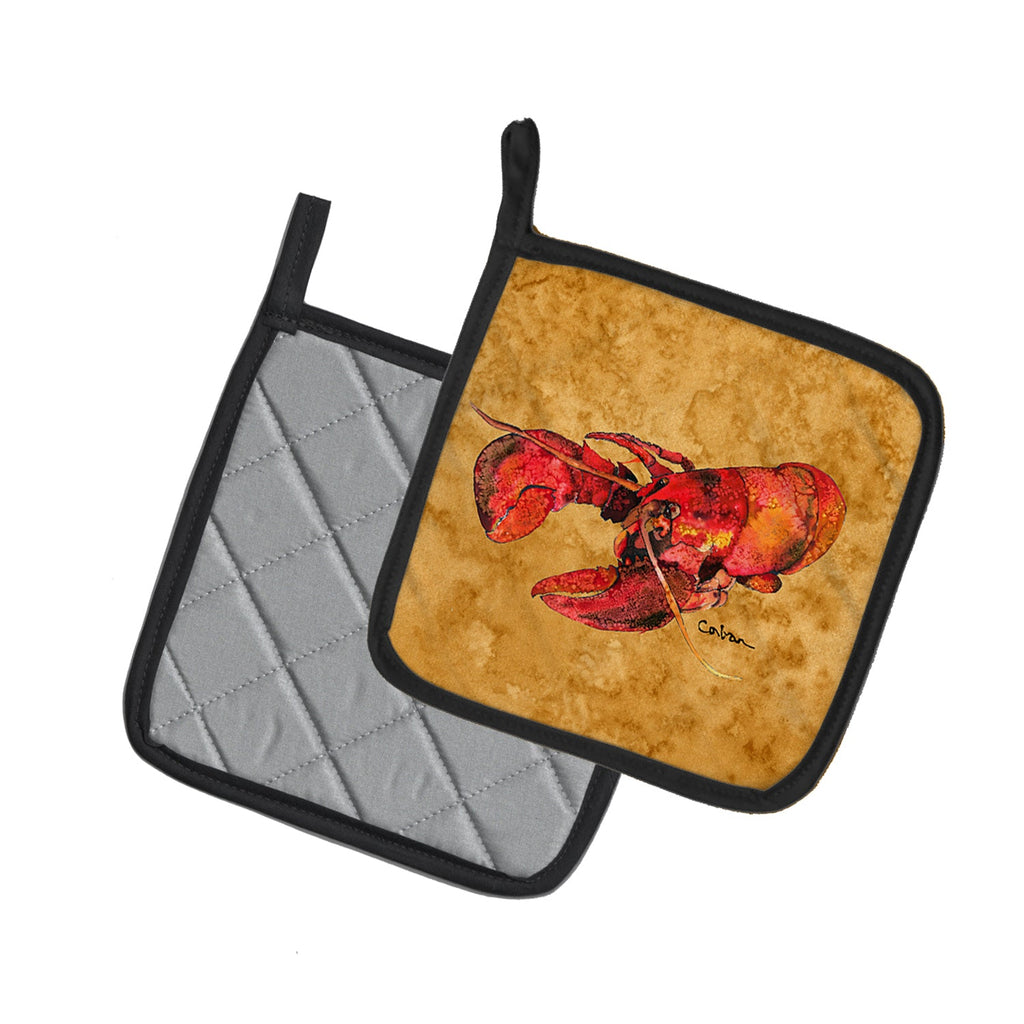Lobster Pot Holder Set of 2 Heat Resistant Quilted Hot Pads 7.5 x 7.5 Inch, Insulated Kitchen Trivets for Cooking & Baking