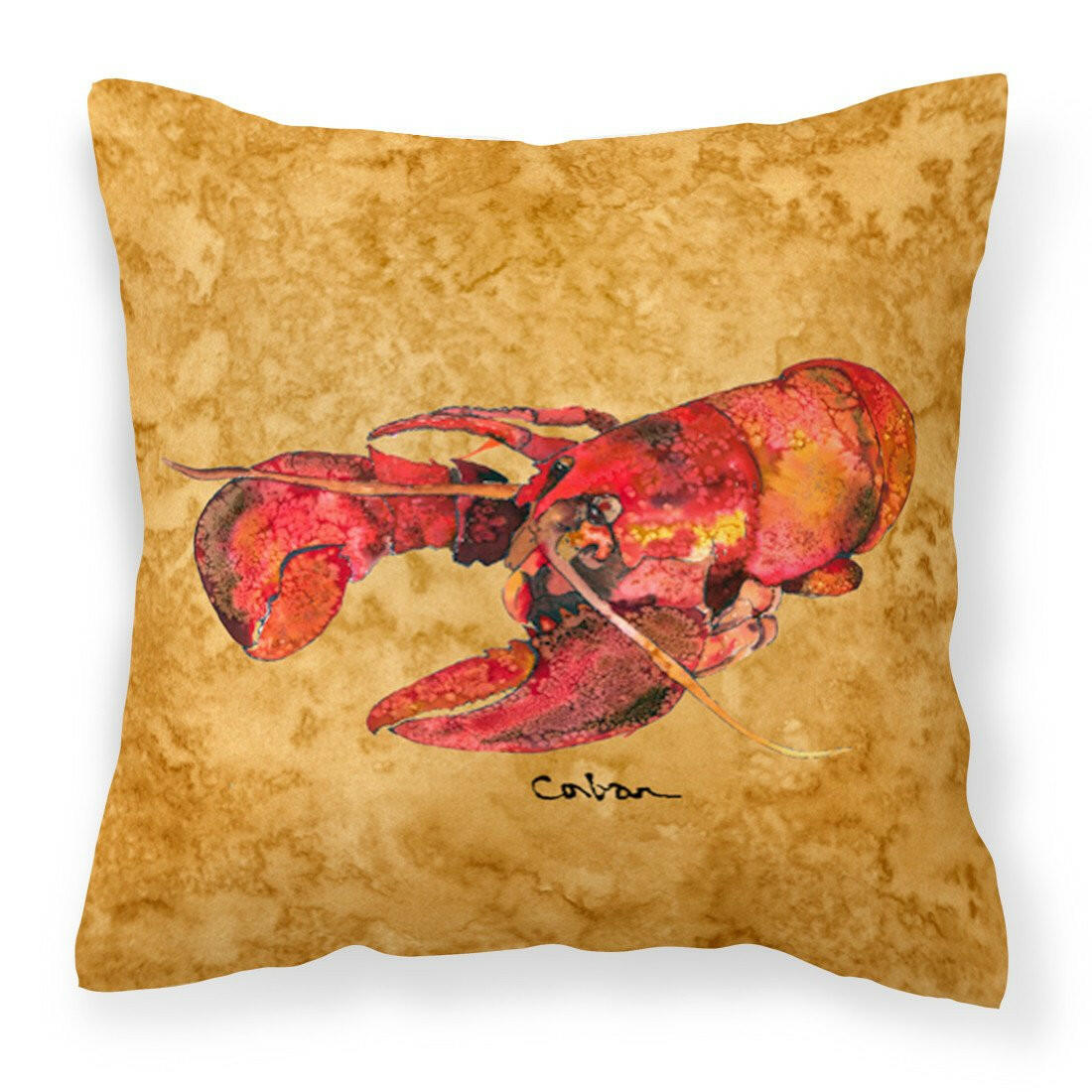 Lobster Decorative Throw Pillow 14x14 Indoor Outdoor Accent Cushion, Fabric Cover with Insert for Sofa, Bed, Porch & Living Room