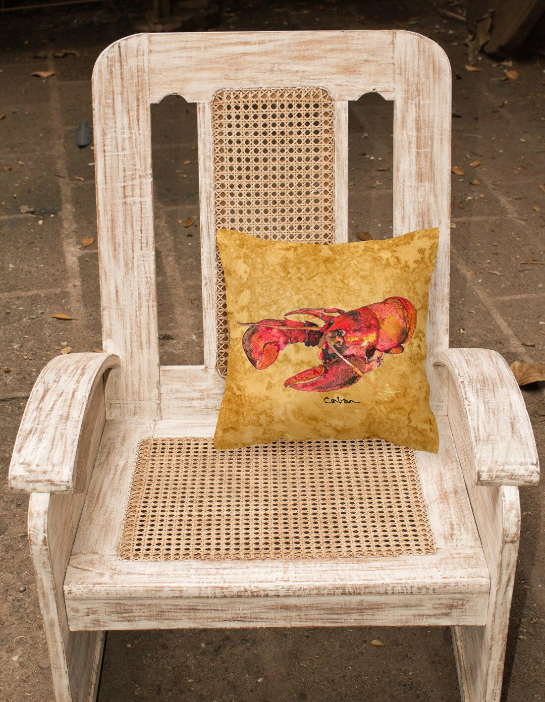 Lobster Decorative Throw Pillow 14x14 Indoor Outdoor Accent Cushion, Fabric Cover with Insert for Sofa, Bed, Porch & Living Room