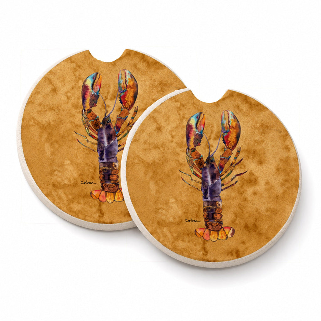 Lobster Set of 2 Cup Holder Car Coasters Absorbent Round Sandstone Coasters Gifts for Men or Women, 2.5, Multicolor