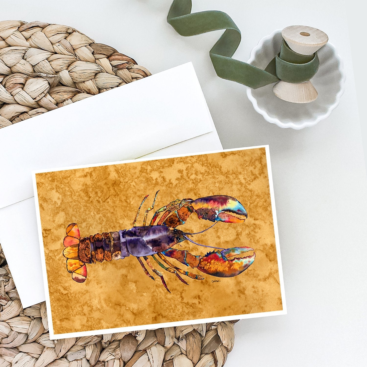 Lobster Greeting Cards Pack of 8 Blank Cards with Envelopes Whimsical A7 Size 5x7