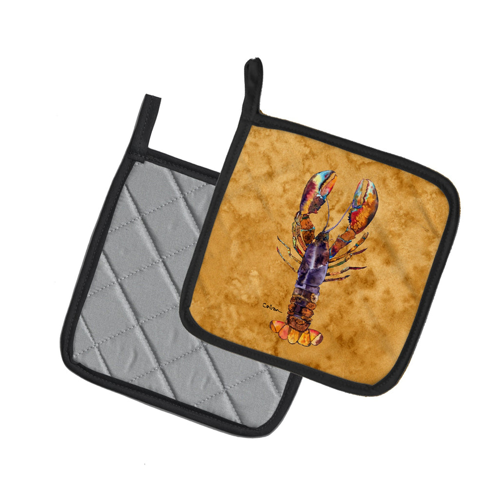 Lobster Pot Holder Set of 2 Heat Resistant Quilted Hot Pads 7.5 x 7.5 Inch, Insulated Kitchen Trivets for Cooking & Baking
