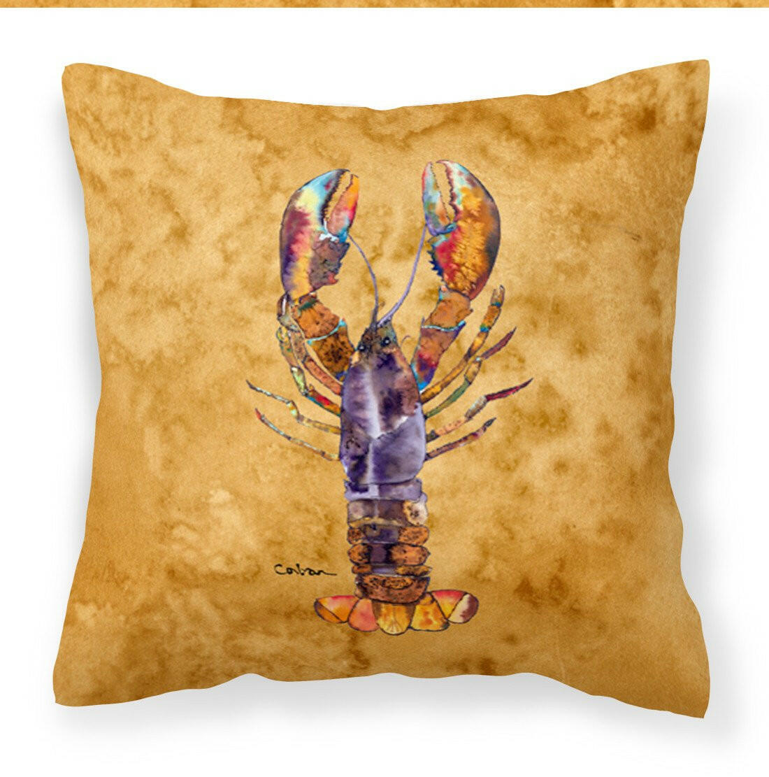 Lobster Decorative Throw Pillow 14x14 Indoor Outdoor Accent Cushion, Fabric Cover with Insert for Sofa, Bed, Porch & Living Room