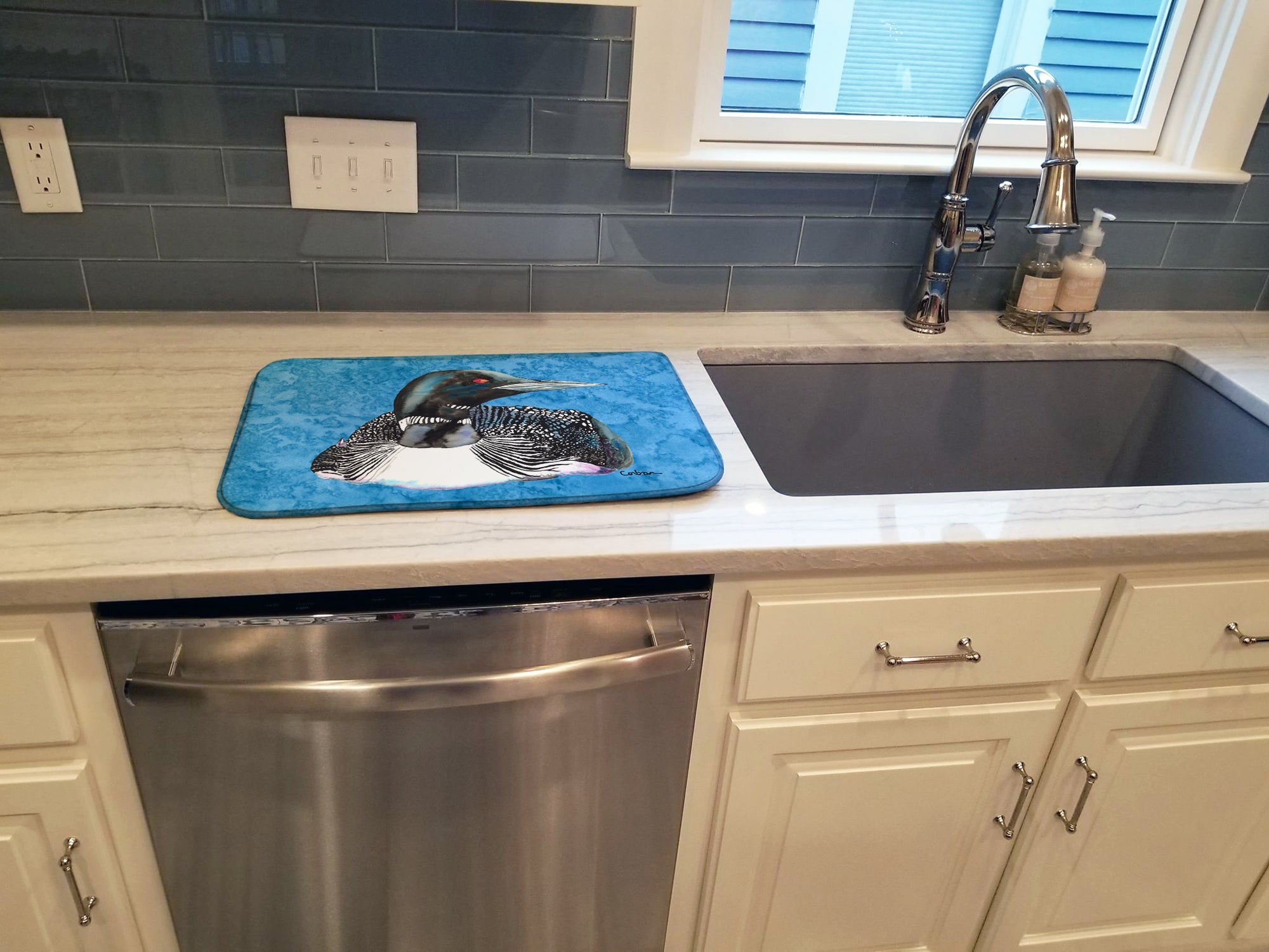Loon Dish Drying Mat Absorbent Dish Drying Mat Pad for Kitchen Counter Dish Drainer Mat for Countertop, 14 x 21", Multicolor