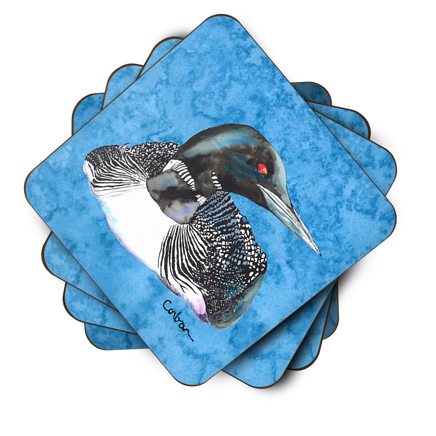 Loon Foam Coasters Set of 4 Cup Coasters for Indoor Outdoor, Tabletop Protection, Anti Slip, Mouse pad Material