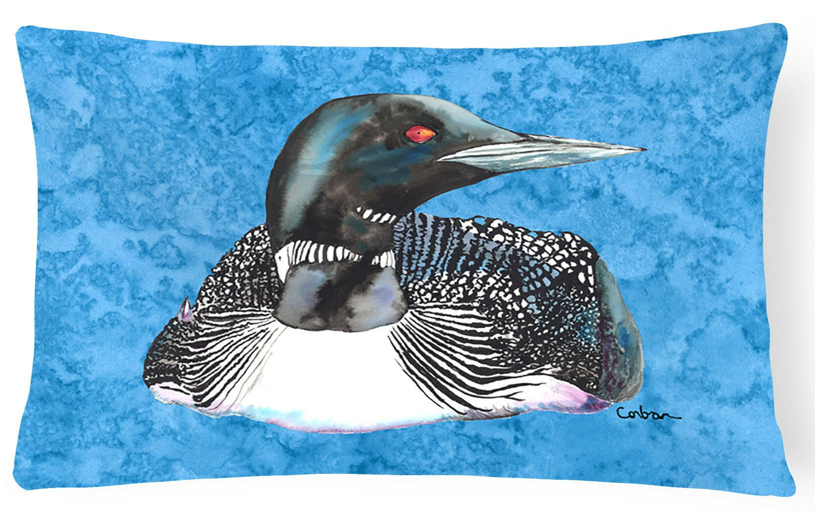 Loon Decorative Throw Pillow 12x16 Indoor Outdoor Accent Cushion, Fabric Cover with Insert for Sofa, Bed, Porch & Living Room