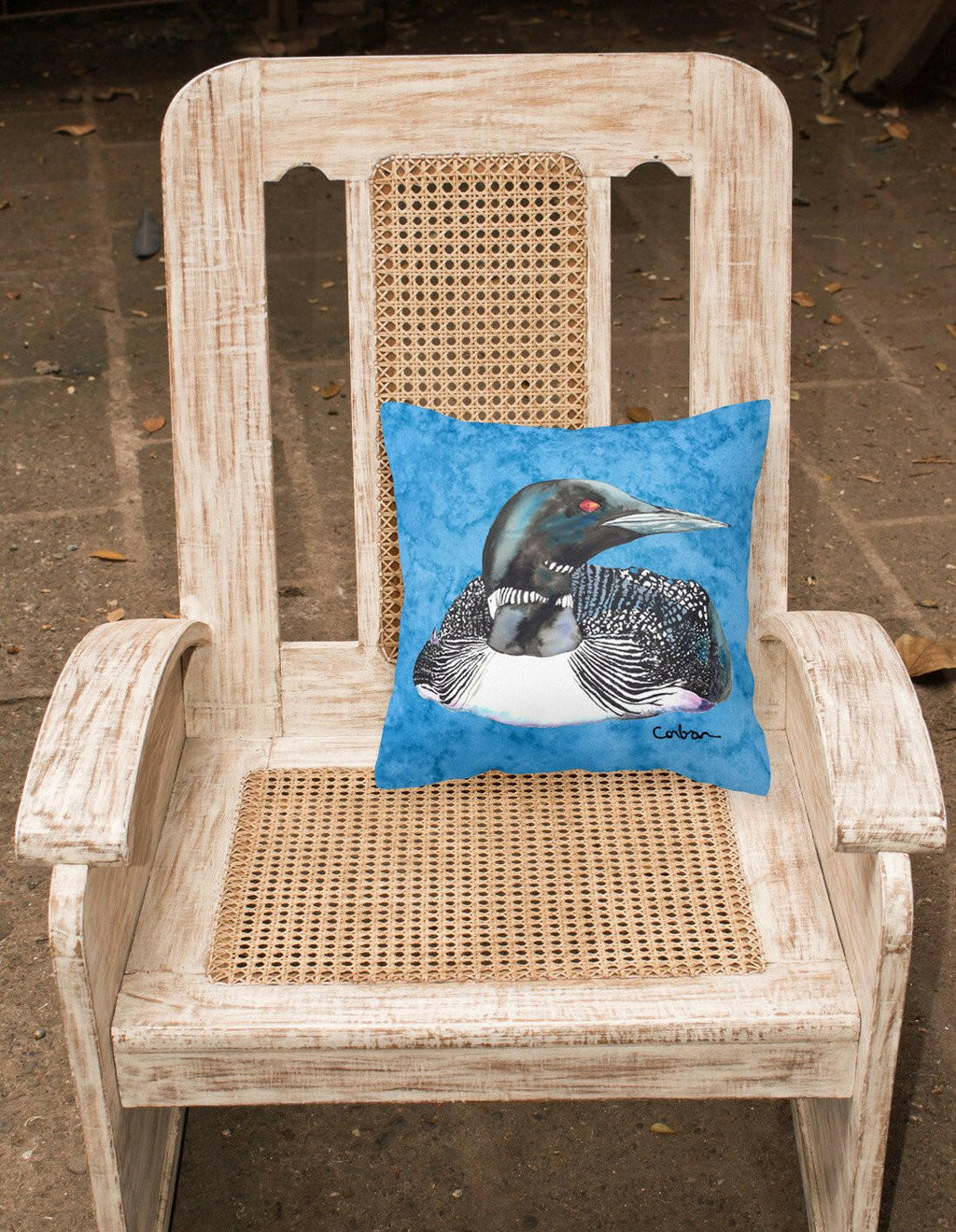 Loon Decorative Throw Pillow 14x14 Indoor Outdoor Accent Cushion, Fabric Cover with Insert for Sofa, Bed, Porch & Living Room