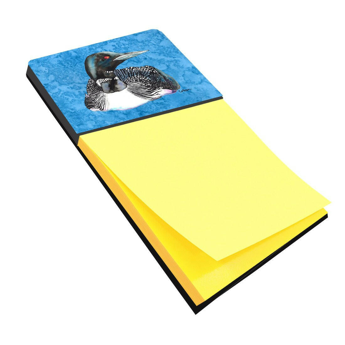 Loon Watercolor Sticky Note Holder Refillable Dispenser Desk Accessory 3x3 Pad Gift