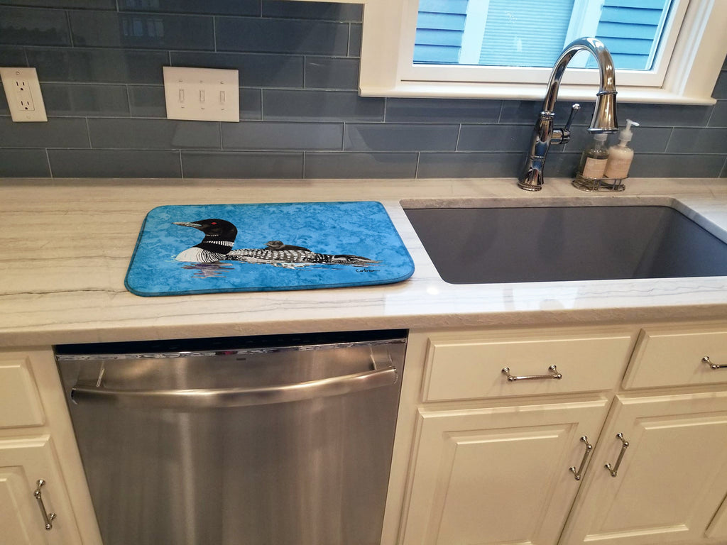 Momma and Baby Loon Dish Drying Mat Absorbent Dish Drying Mat Pad for Kitchen Counter Dish Drainer Mat for Countertop, 14 x 21", Multicolor