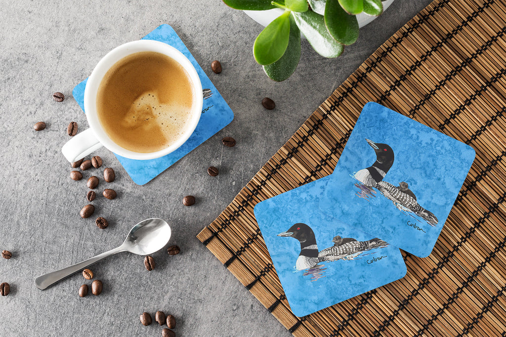 Momma and Baby Loon Foam Coasters Set of 4 Cup Coasters for Indoor Outdoor, Tabletop Protection, Anti Slip, Mouse pad Material
