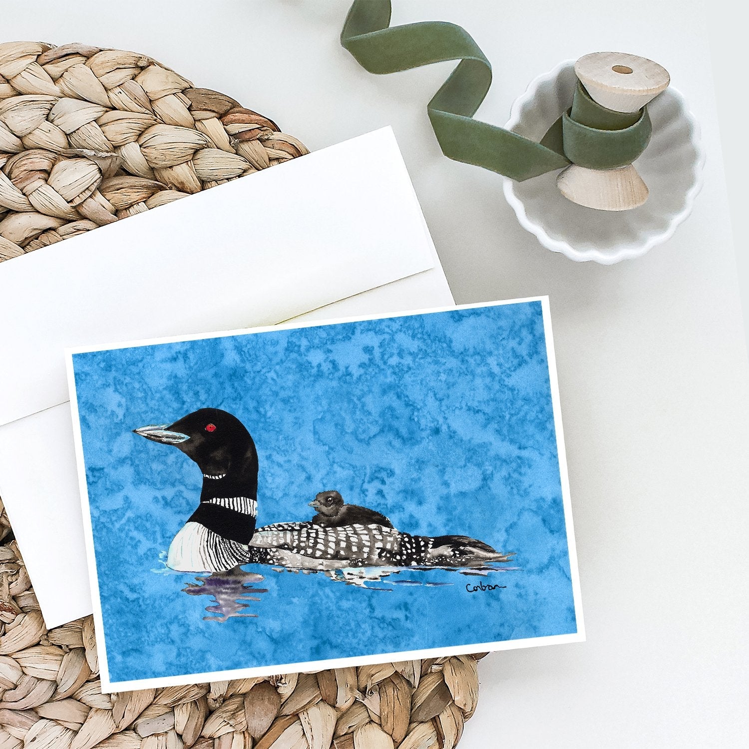 Momma and Baby Loon Greeting Cards Pack of 8 Blank Cards with Envelopes Whimsical A7 Size 5x7