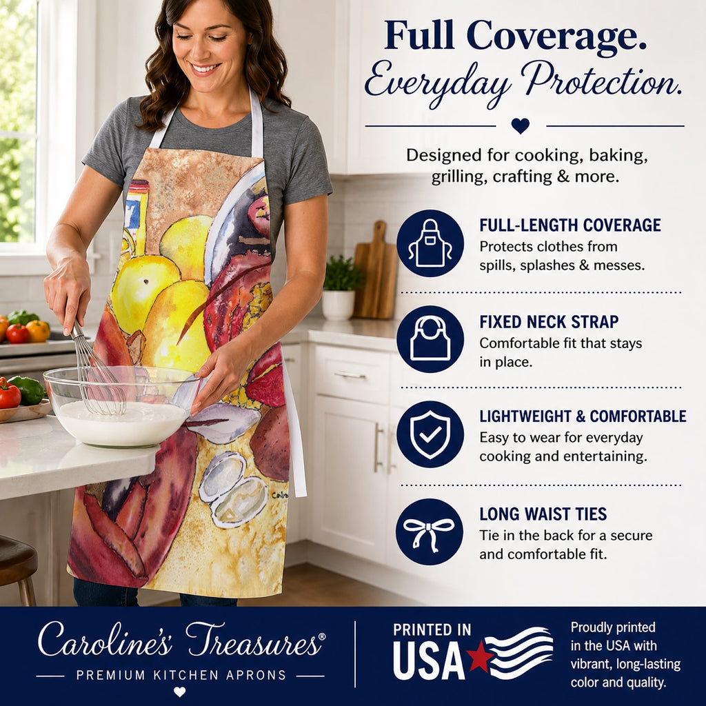 Lobster with Old Bay Apron Cooking Kitchen Server Baking Crafts Gardening for Adult Women Men, Unisex, Large, Multicolor