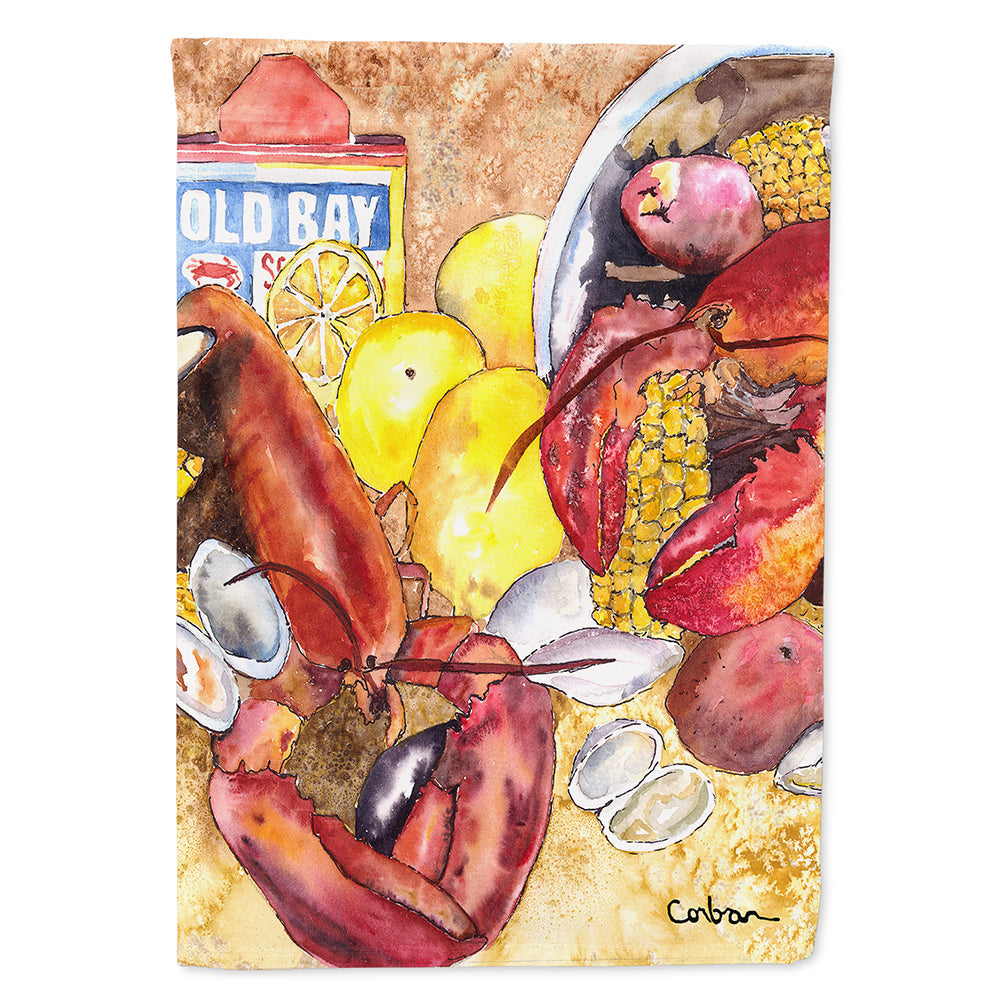 Lobster with Old Bay House Flag 28x40 Porch Sleeve Pole Decorative Outside Yard Banner Artwork Wall Hanging, Polyester