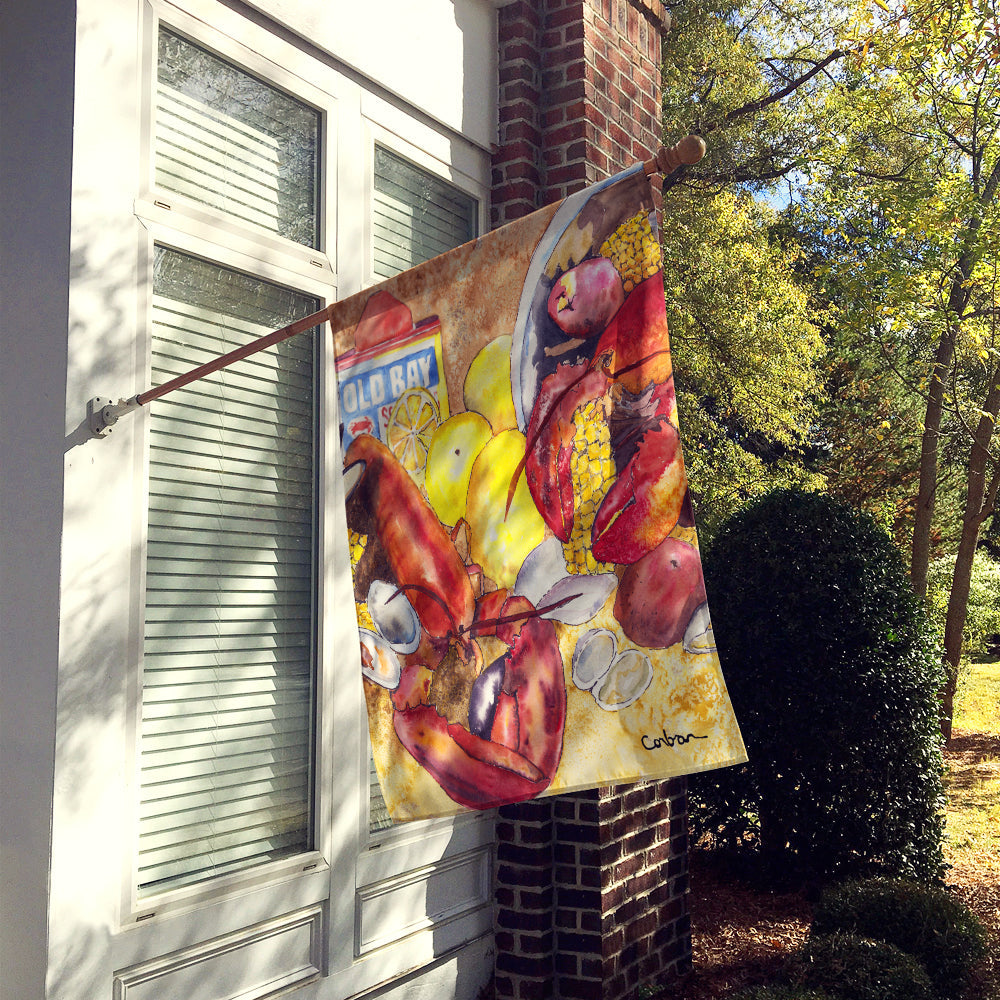 Lobster with Old Bay House Flag 28x40 Porch Sleeve Pole Decorative Outside Yard Banner Artwork Wall Hanging, Polyester