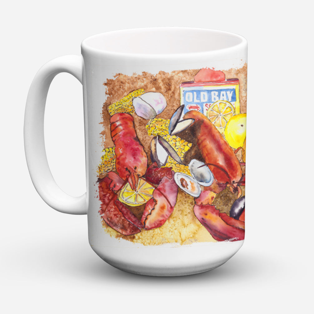 Lobster with Old Bay Ceramic Coffee Mug 15 oz Decorative Large C Handle Mug Cup for Tea, Cocoa Hot Chocolate