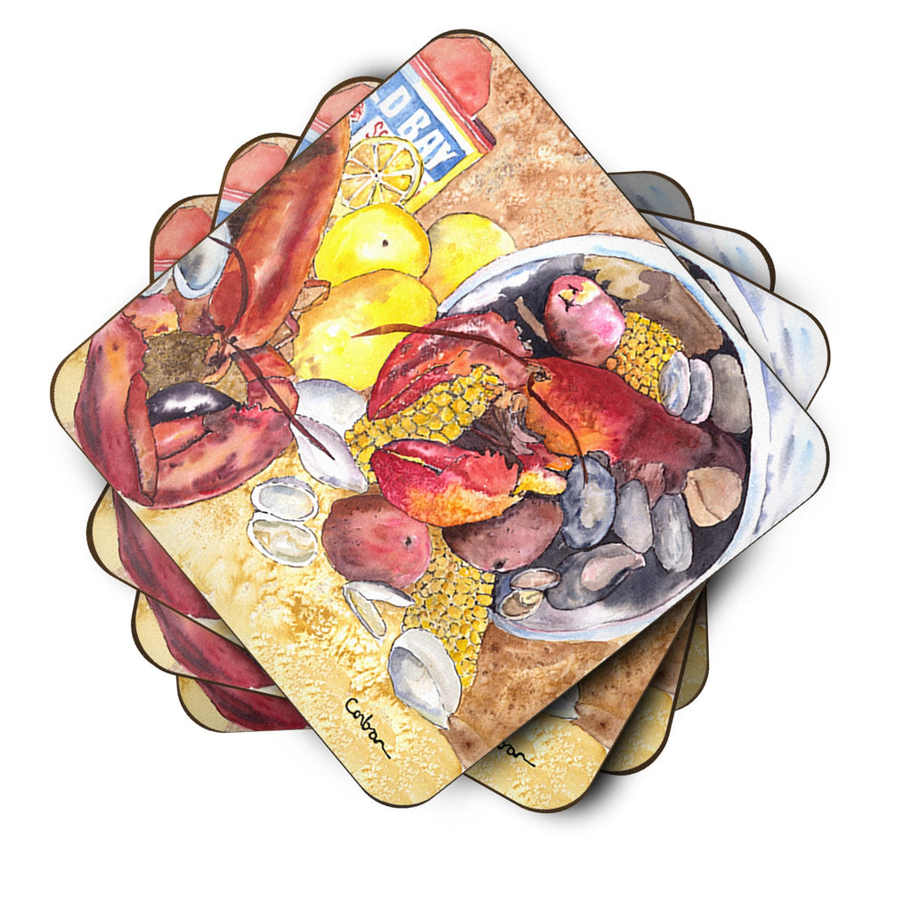 Lobster with Old Bay Foam Coasters Set of 4 Cup Coasters for Indoor Outdoor, Tabletop Protection, Anti Slip, Mouse pad Material