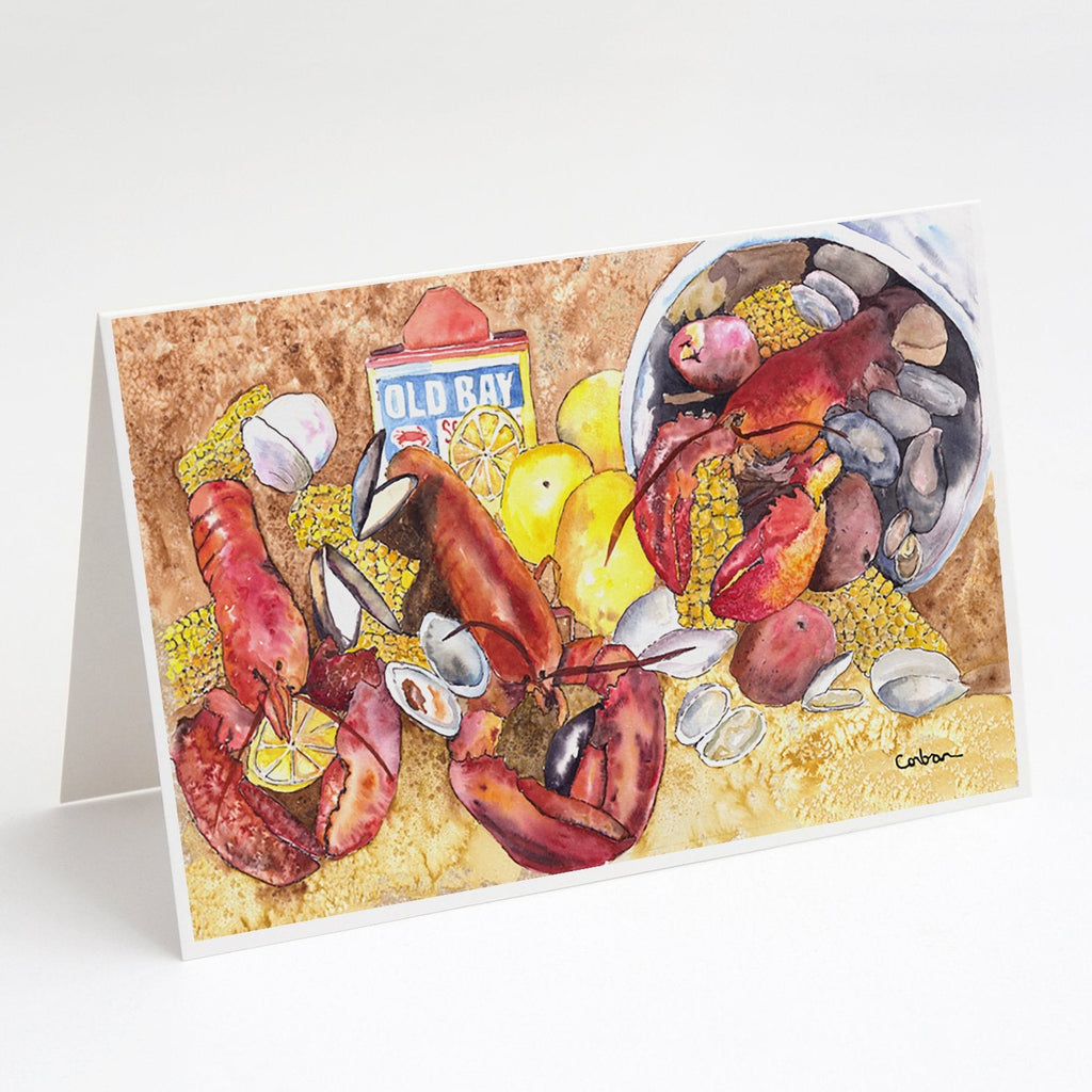 Lobster with Old Bay Greeting Cards Pack of 8 Blank Cards with Envelopes Whimsical A7 Size 5x7