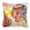 Lobster with Old Bay Decorative Throw Pillow 14x14 Indoor Outdoor Accent Cushion, Fabric Cover with Insert for Sofa, Bed, Porch & Living Room
