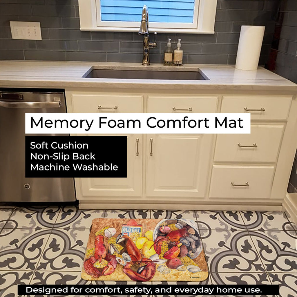 Lobster with Old Bay Memory Foam Kitchen Mat Machine Washable Anti-Fatigue Cushion Comfort Bath or Kitchen Rug