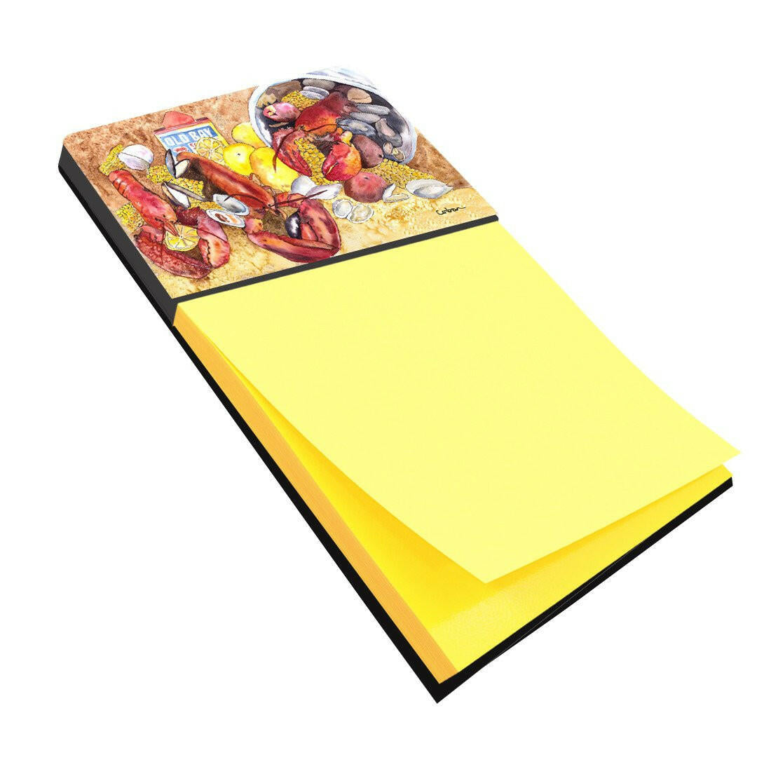 Lobster with Old Bay Watercolor Sticky Note Holder Refillable Dispenser Desk Accessory 3x3 Pad Gift