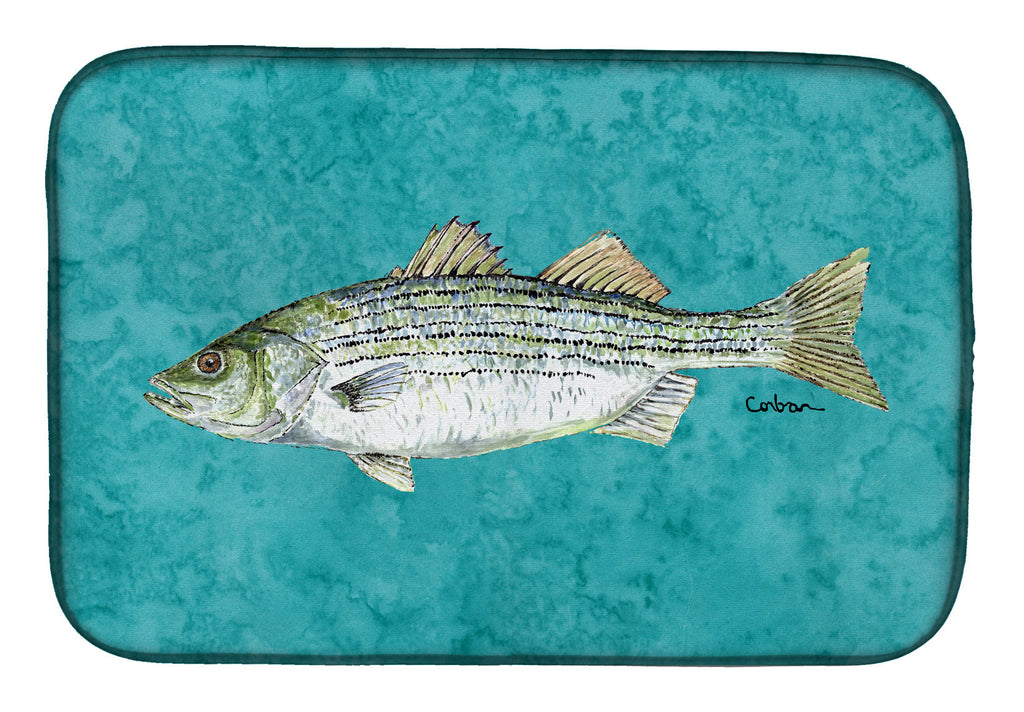 Striped Bass Fish Dish Drying Mat Absorbent Dish Drying Mat Pad for Kitchen Counter Dish Drainer Mat for Countertop, 14 x 21", Multicolor