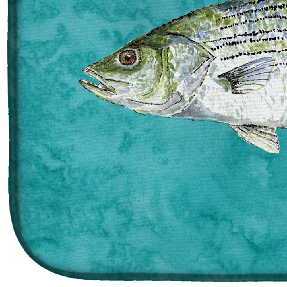 Striped Bass Fish Dish Drying Mat Absorbent Dish Drying Mat Pad for Kitchen Counter Dish Drainer Mat for Countertop, 14 x 21", Multicolor