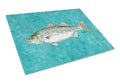 Striped Bass Fish Cutting Board Tempered Glass Kitchen Cutting Surface, Heat Resistant Chopping, Non-Slip Feet, Food Prep & Serving