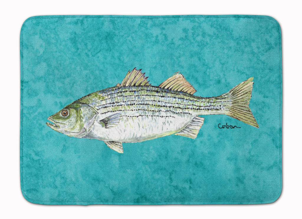 Striped Bass Fish Memory Foam Kitchen Mat Machine Washable Anti-Fatigue Cushion Comfort Bath or Kitchen Rug