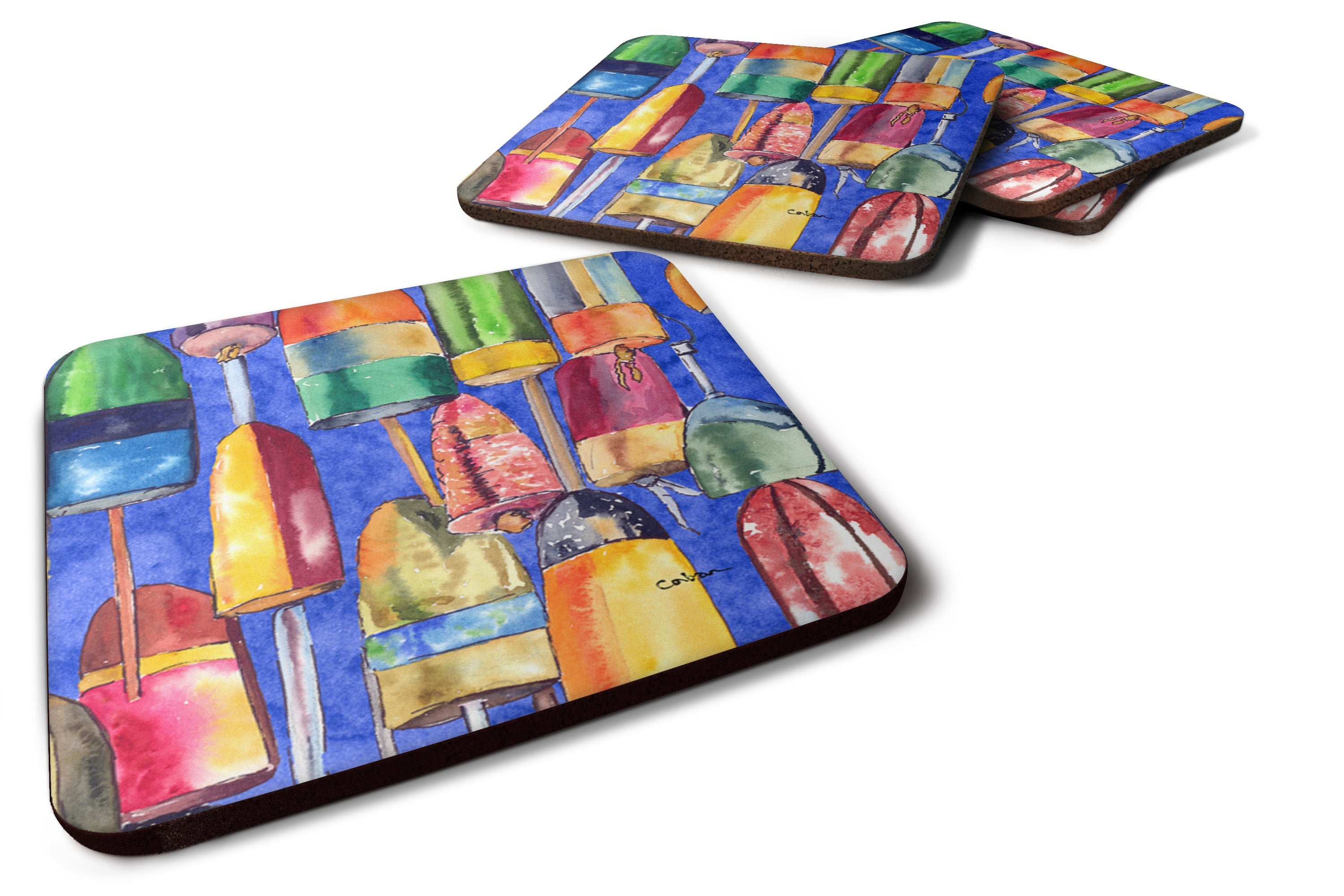Bouys Foam Coasters Set of 4 Cup Coasters for Indoor Outdoor, Tabletop Protection, Anti Slip, Mouse pad Material