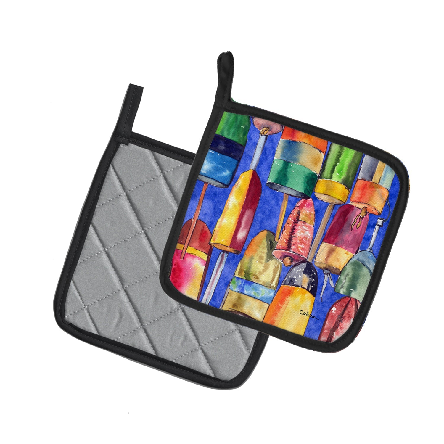 Bouys Pot Holder Set of 2 Heat Resistant Quilted Hot Pads 7.5 x 7.5 Inch, Insulated Kitchen Trivets for Cooking & Baking