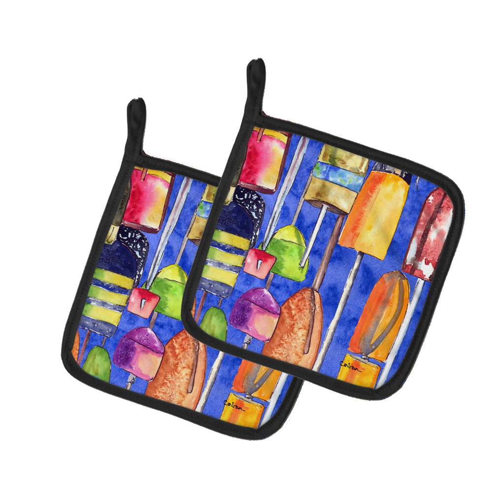 Lobster Bouys  Pot Holder Set of 2 Heat Resistant Quilted Hot Pads 7.5 x 7.5 Inch, Insulated Kitchen Trivets for Cooking & Baking