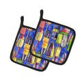 Lobster Bouys  Pot Holder Set of 2 Heat Resistant Quilted Hot Pads 7.5 x 7.5 Inch, Insulated Kitchen Trivets for Cooking & Baking