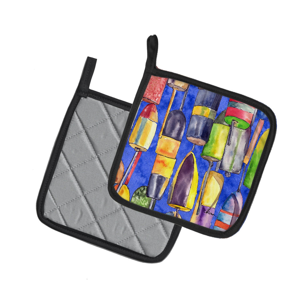 Lobster Bouys  Pot Holder Set of 2 Heat Resistant Quilted Hot Pads 7.5 x 7.5 Inch, Insulated Kitchen Trivets for Cooking & Baking
