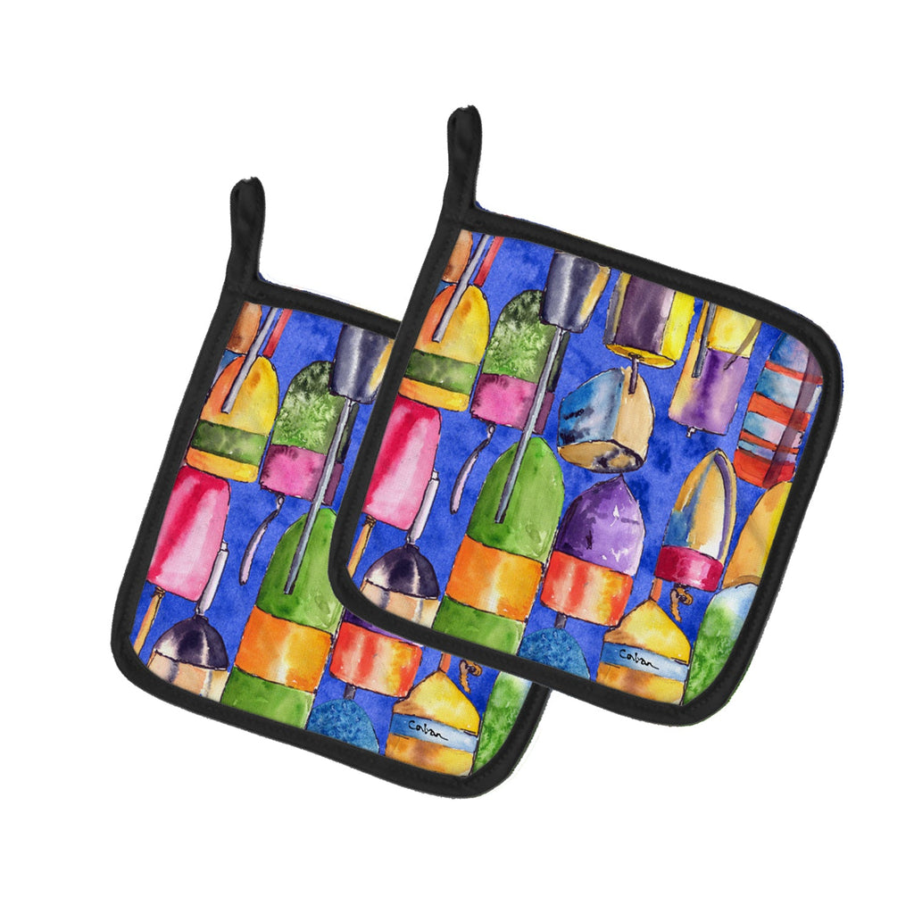 Lobster Bouys  Pot Holder Set of 2 Heat Resistant Quilted Hot Pads 7.5 x 7.5 Inch, Insulated Kitchen Trivets for Cooking & Baking